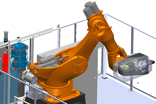 Three dimensional software scan of a drilling machine.