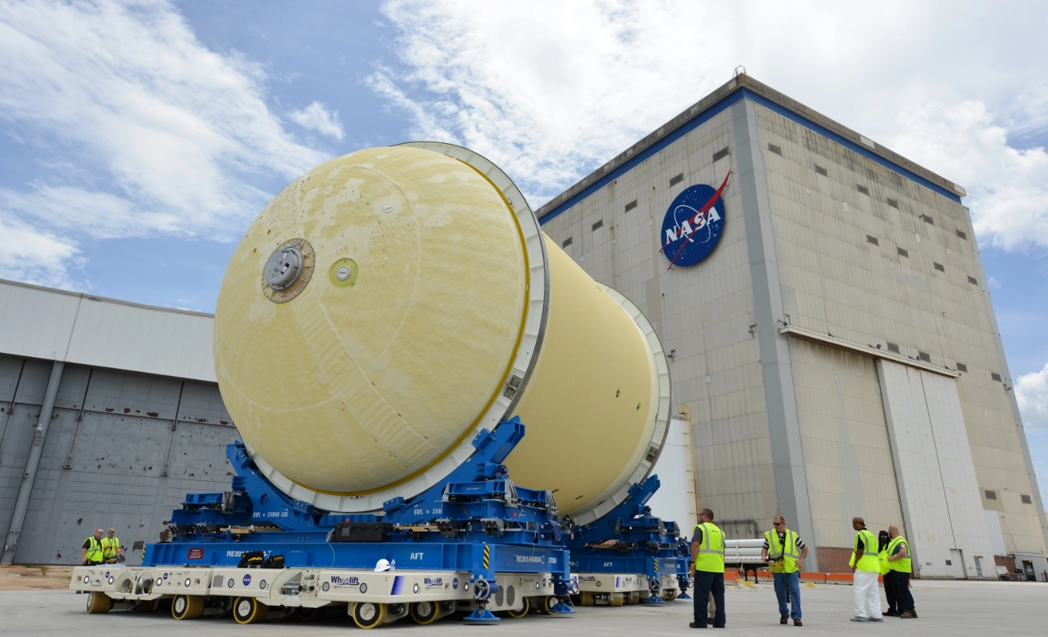 NASA Artemis core stage 1 Liquid Oxygen tank with a fresh coat of foam